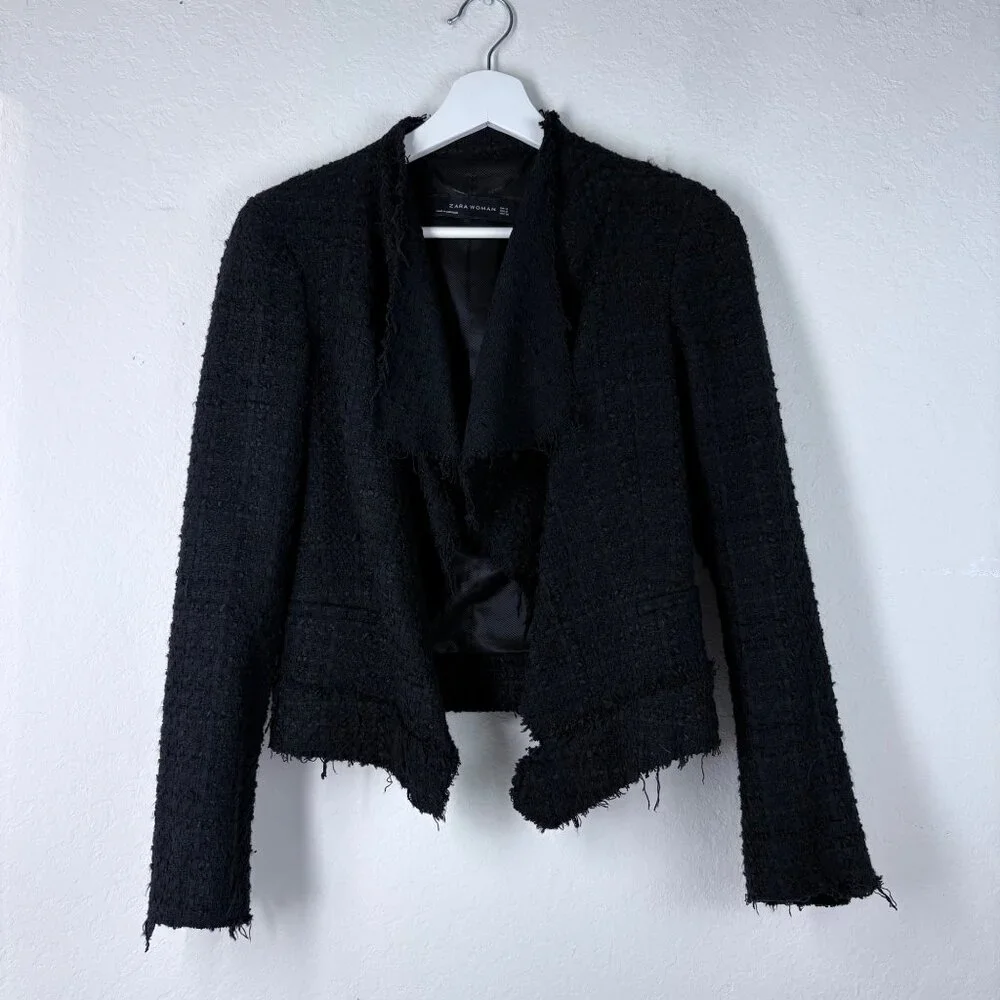 Zara Woman Black Textured Jacket Size Small